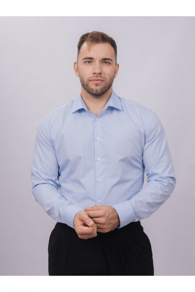 Голубая классическая рубашка из хлопка с длинным рукавом Nadex 01-094811/204-24 светло-голубой - фото 5