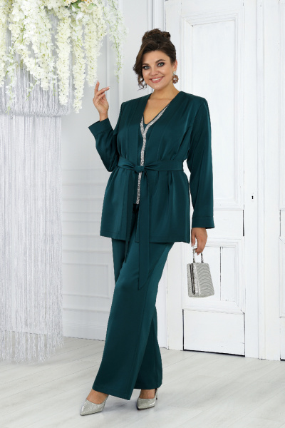 Блуза, брюки, кардиган Ninele 6033 изумруд - фото 18