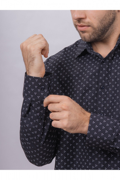 Белая, синяя и фиолетовая рубашка из хлопка Nadex 01-094811/501-24 темно-синий-белый - фото 8