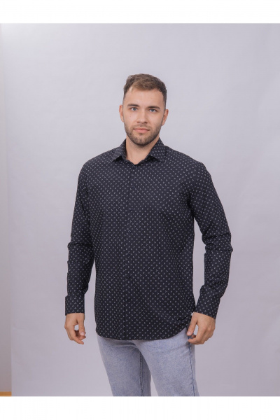 Белая, синяя и фиолетовая рубашка из хлопка Nadex 01-094811/501-24 темно-синий-белый - фото 6