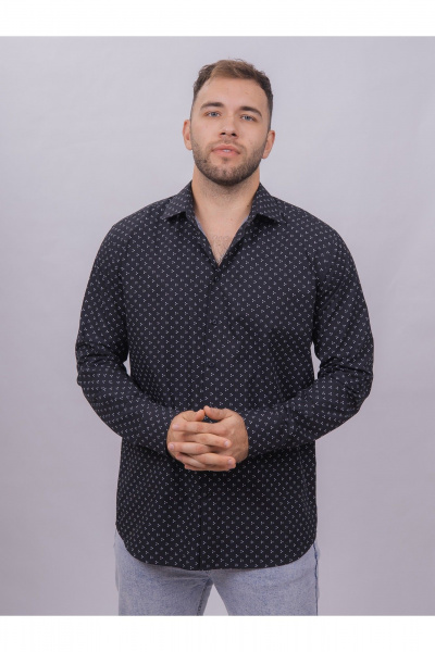 Белая, синяя и фиолетовая рубашка из хлопка Nadex 01-094811/501-24 темно-синий-белый - фото 5