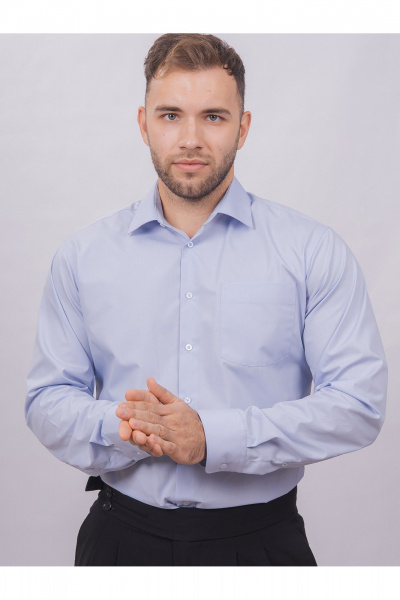 Голубая деловая рубашка из хлопка с длинным рукавом Nadex 01-094912/204-24 голубая_звезда - фото 7
