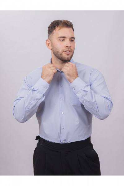 Голубая деловая рубашка из хлопка с длинным рукавом Nadex 01-094912/204-24 голубая_звезда - фото 4