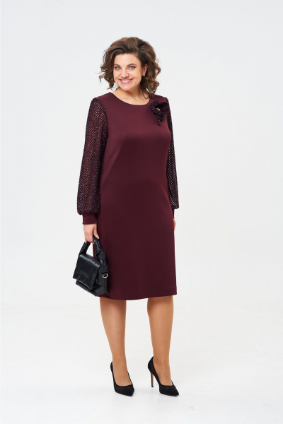 Платье из трикотажа полуприлегающего силуэта с разрезом Vilena 1022 винный - фото 11