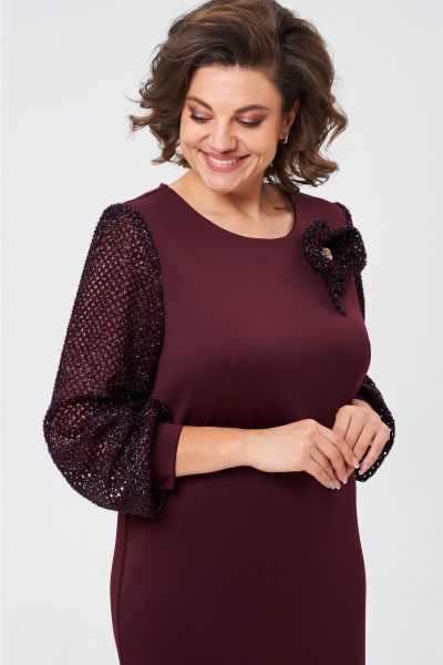 Платье из трикотажа полуприлегающего силуэта с разрезом Vilena 1022 винный - фото 9