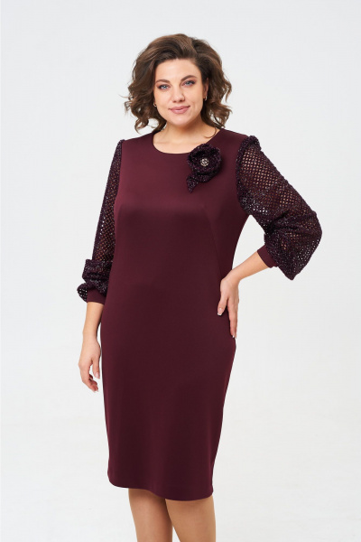 Платье из трикотажа полуприлегающего силуэта с разрезом Vilena 1022 винный - фото 8