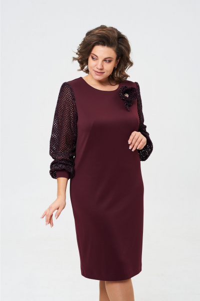 Платье из трикотажа полуприлегающего силуэта с разрезом Vilena 1022 винный - фото 2