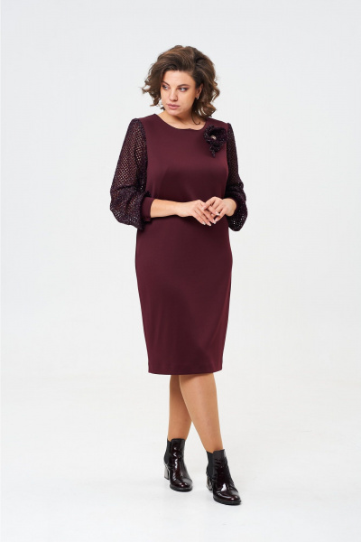 Платье из трикотажа полуприлегающего силуэта с разрезом Vilena 1022 винный - фото 7