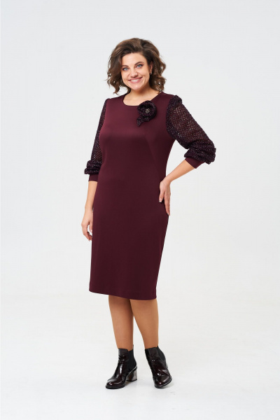 Платье из трикотажа полуприлегающего силуэта с разрезом Vilena 1022 винный - фото 6