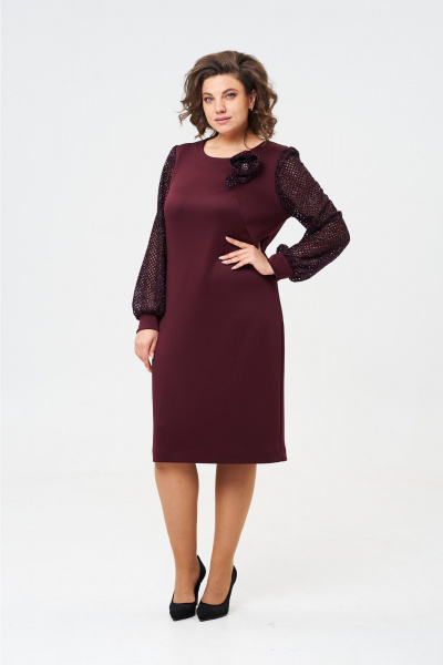 Платье из трикотажа полуприлегающего силуэта с разрезом Vilena 1022 винный - фото 4