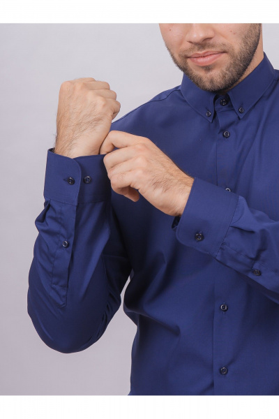 Рубашка из хлопка с длинным рукавом для делового образа Nadex 01-097112/204-24 темный_василек - фото 9