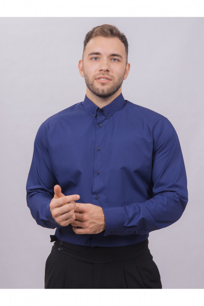 Рубашка из хлопка с длинным рукавом для делового образа Nadex 01-097112/204-24 темный_василек - фото 6
