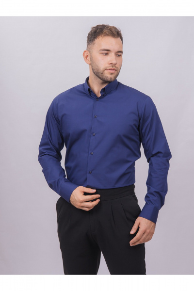 Рубашка из хлопка с длинным рукавом для делового образа Nadex 01-097112/204-24 темный_василек - фото 4