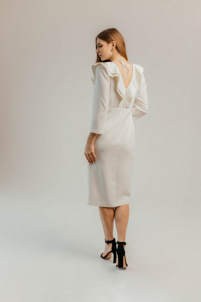 Нарядное платье из текстиля для торжественных мероприятий Стильная леди М-1113 молочный - фото 9