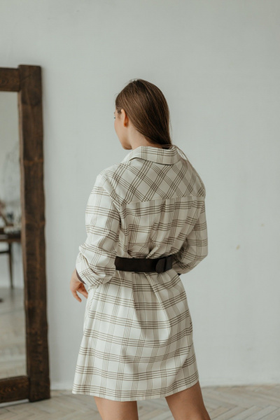 Стильное платье трапеция из текстиля с карманами Стильная леди М-785 клетка - фото 5