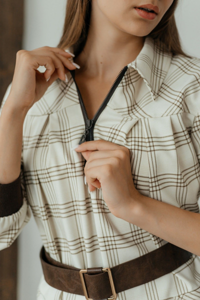 Стильное платье трапеция из текстиля с карманами Стильная леди М-785 клетка - фото 4