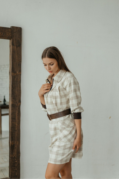 Стильное платье трапеция из текстиля с карманами Стильная леди М-785 клетка - фото 8