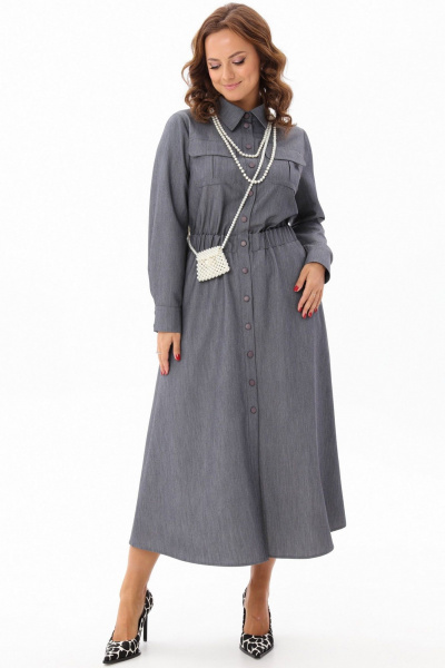 Платье рубашечного типа с воротником и расклешенной юбкой Angelina & Сompany 1171 - фото 7