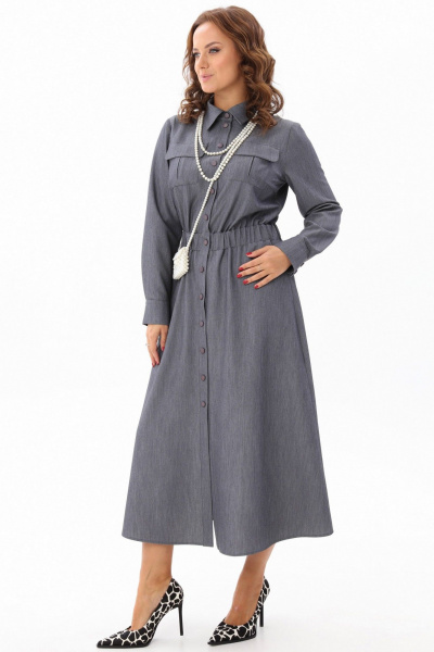 Платье рубашечного типа с воротником и расклешенной юбкой Angelina & Сompany 1171 - фото 4