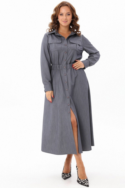Платье рубашечного типа с воротником и расклешенной юбкой Angelina & Сompany 1171 - фото 3