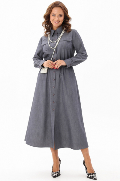 Платье рубашечного типа с воротником и расклешенной юбкой Angelina & Сompany 1171 - фото 2