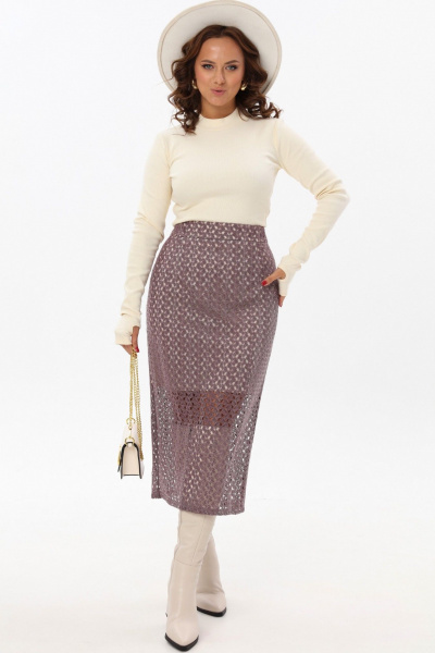 Юбка из кружевной ткани с высокой талией и разрезом Angelina & Сompany 1172 - фото 6