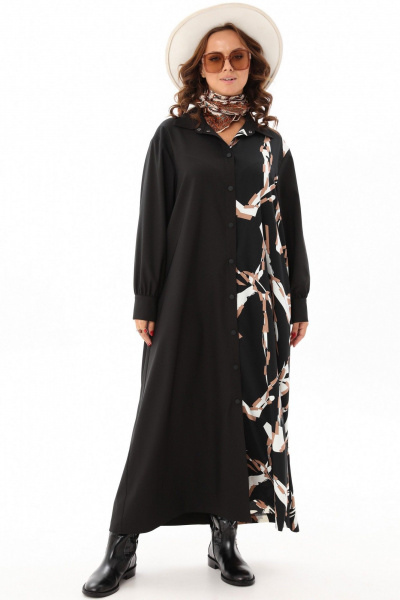 Платье макси с асимметричным вырезом и воланом Angelina & Сompany 1174 - фото 3