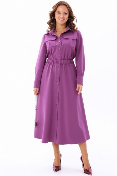 Платье рубашечного типа с эластичной тесьмой и накладными карманами Angelina & Сompany 1176 - фото 8