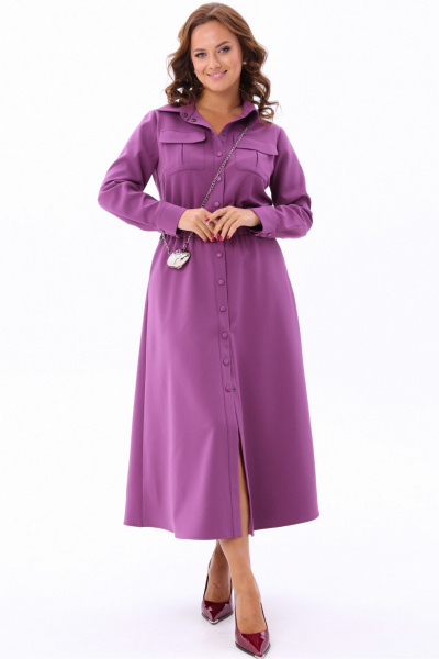 Платье рубашечного типа с эластичной тесьмой и накладными карманами Angelina & Сompany 1176 - фото 5