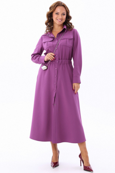 Платье рубашечного типа с эластичной тесьмой и накладными карманами Angelina & Сompany 1176 - фото 3