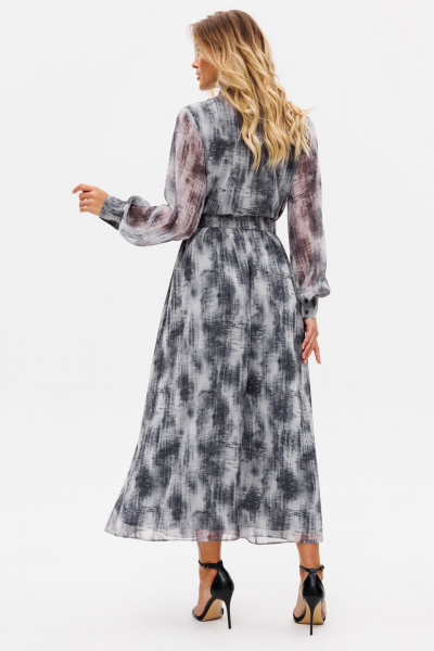 Платье из шифона с съемным ремнем на каждый день демисезон EOLA 2686.1 серый_разводы - фото 2
