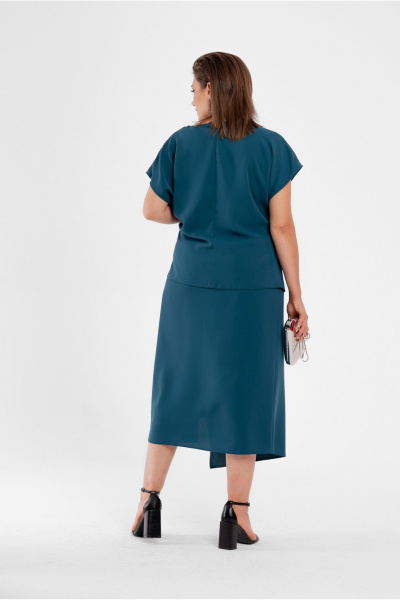 Комплект блузка и юбка с асимметричным низом и декором Deesses 2358 - фото 5