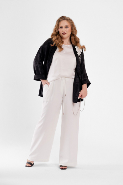 Комплект брюк, жакет и блуза нарядный из текстиля демисезон Deesses 3147 - фото 6