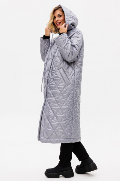 Пальто из плащёвой ткани с капюшоном демисезон классика EOLA 2769 серый - фото 9