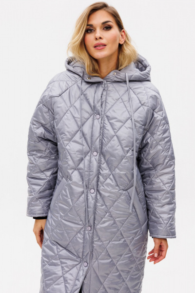 Пальто из плащёвой ткани с капюшоном демисезон классика EOLA 2769 серый - фото 8