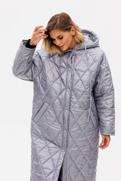 Пальто из плащёвой ткани с капюшоном демисезон классика EOLA 2769 серый - фото 7