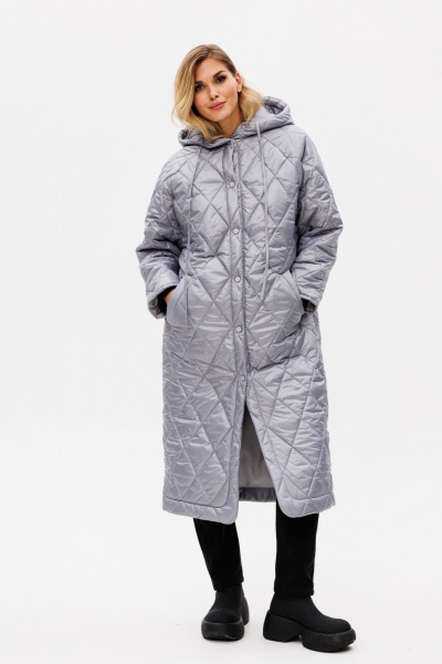 Пальто из плащёвой ткани с капюшоном демисезон классика EOLA 2769 серый - фото 1