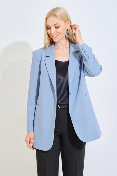Голубой жакет из текстиля для делового образа Achosa 2903 голубой - фото 3