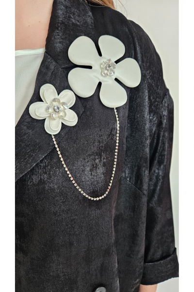 Комплект брюк, жакет и блуза нарядный из текстиля демисезон Deesses 3147 - фото 9