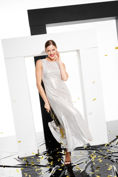 Платье ELLETTO 1051 серебро - фото 2