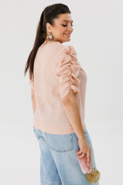 Блуза прямого силуэта из тончайшего текстиля с вырезом V Anelli 1214 рассвет - фото 6