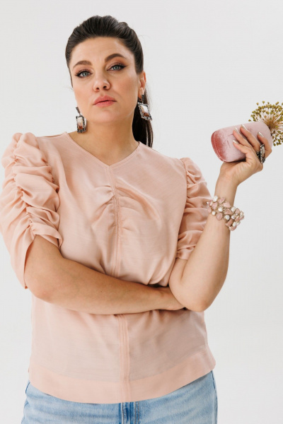 Блуза прямого силуэта из тончайшего текстиля с вырезом V Anelli 1214 рассвет - фото 2