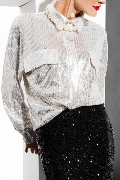 Блуза ELLETTO 3788 серебро - фото 6