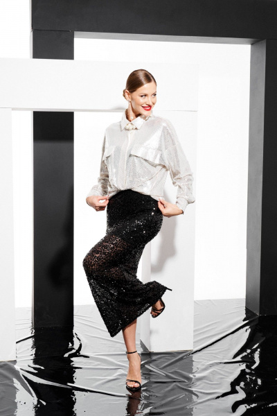 Блуза ELLETTO 3788 серебро - фото 4