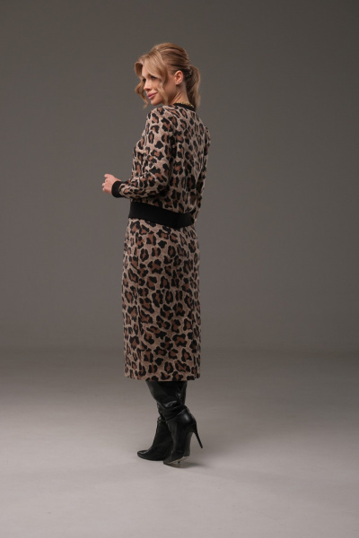 Костюм из трикотажа: джемпер и юбка с довязами Galean Style 903.1 коричневый_леопард - фото 13