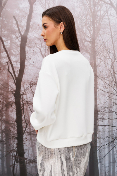 Короткий джемпер с сердцем и боковыми разрезами Butеr 2950 молочный-пудра - фото 3