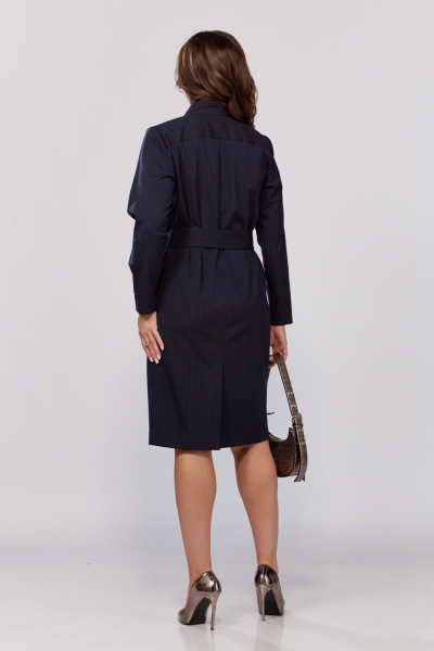 Платье с кокеткой, складками и поясом из основной ткани MALI 424-049 синяя_полоска - фото 8