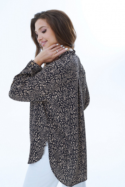 Блуза из легкой ткани с длинным рукавом и закругленным низом MALI 624-042 ирбис - фото 9