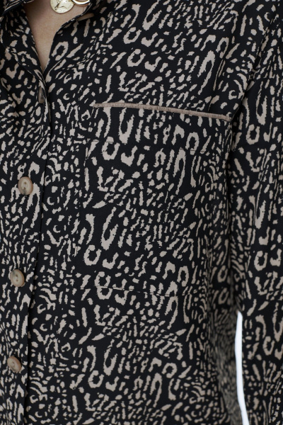 Блуза из легкой ткани с длинным рукавом и закругленным низом MALI 624-042 ирбис - фото 8