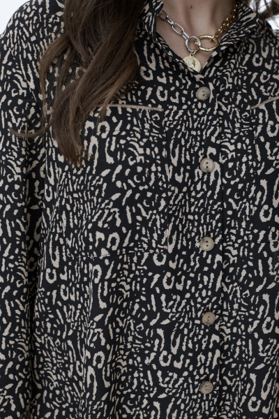 Блуза из легкой ткани с длинным рукавом и закругленным низом MALI 624-042 ирбис - фото 7